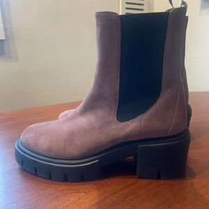 Stuart Weitzman Soho Chelsea Suede Lug Sole Booties – Block Heel